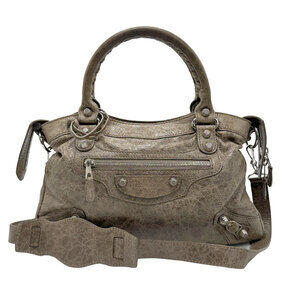 Balenciaga Giant Town Leather Shoulder Bag Brown
